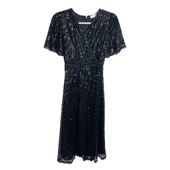 IVY CITY CO Goldie Black Sequin Midi Dress Size XXS - Picture 3 of 9